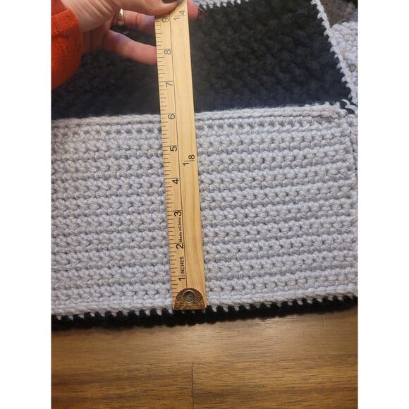 Handmade Crochet Granny Tote XL Black Gray Retro Crossbody Skater Alt Festival - Picture 7 of 8